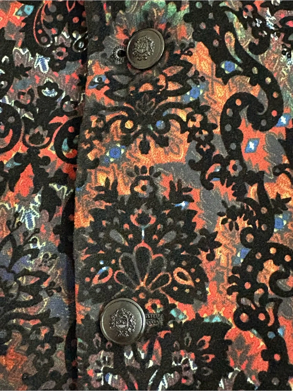 TALLIA Black Velvet Floral Print Peak lapels felt undercollar Sport Coat 50R